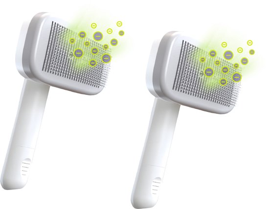 Brosse ionique PiddiPet IonBrush pour poils d'animaux – Autonettoyante et alimentée par piles – Soin du pelage pour chiens et chats – Réduit l'électricité statique, rend le pelage brillant – Lot de 2