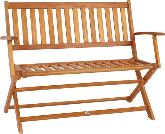 Banc de jardin 2 places Casaria - Certifié FSC® - 120x90x55 cm Marron