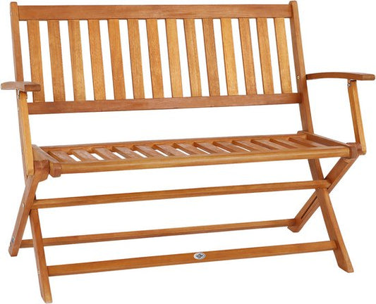 Banc de jardin 2 places Casaria - Certifié FSC® - 120x90x55 cm Marron