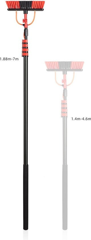 Brosse de lavage - Umuzi Cleaning - Brosse téléscopique 7 m - Manche extensible, angle réglable, distributeur de savon