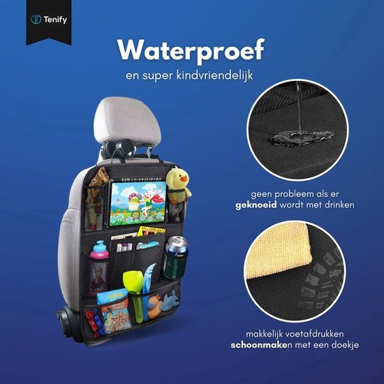 Tenify Premium Luxury & Sturdy Car Organiser with Tablet Holder - Set of 2 - Extra Storage - Protector - Car Seat - Accessories