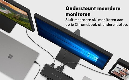 Belkin USB-C Triple Display Dock MST- Station d'accueil USB-C à 14 ports, 65 W Power Delivery, affichage 4K, 2x HDMI, 2x DisplayPort, 3x USB-C, 5x USB-A et 1x Gigabit Ethernet, station d'accueil USB-C pour Chromebook, PC Windows, XPs et plus encore.