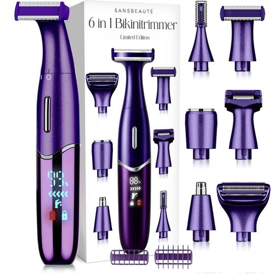 Tondeuse bikini 6 en 1 - Sansbeauté® - Visage - Aisselles - Jambes - Maillot - Tondeuse à sourcils - Epilation visage femmes - Zone intime - Ladyshaves Bikini - Epilateur électrique