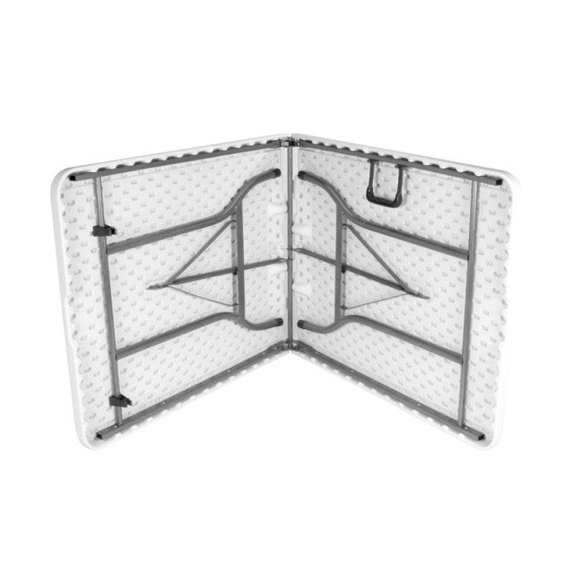 Table pliante Inkazen – 180,5 x 70 x 74 cm – Blanche – Structure en acier – Table pliante de camping et de restauration pour 8 personnes