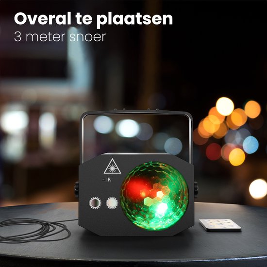 Auronic LED Disco light - Party laser - Kids - Party lighting - Disco light - Remote control and Music controlled - 3 Meter cable