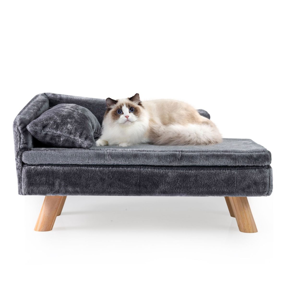 Lit surélevé pour animaux de compagnie Coast - Canapé pour chien avec coussin et oreiller amovibles - Gris - 71 x 43 x 40 cm