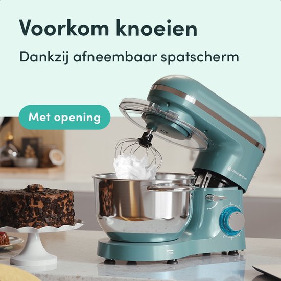 KitchenBrothers Robot de cuisine - Robot de cuisine - 6.2L - Mixeur avec bol de mixage - Mixeur de cuisine - 2000W - Vert Pastel