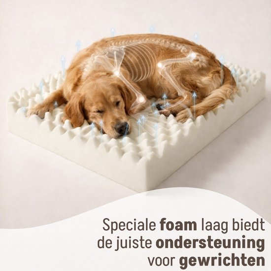Lit orthopédique pour chien By Cee Cee – Lit pour chien – Tissu à nervures – Pour chiens de taille moyenne – Marron – 108 x 81 cm – Moos