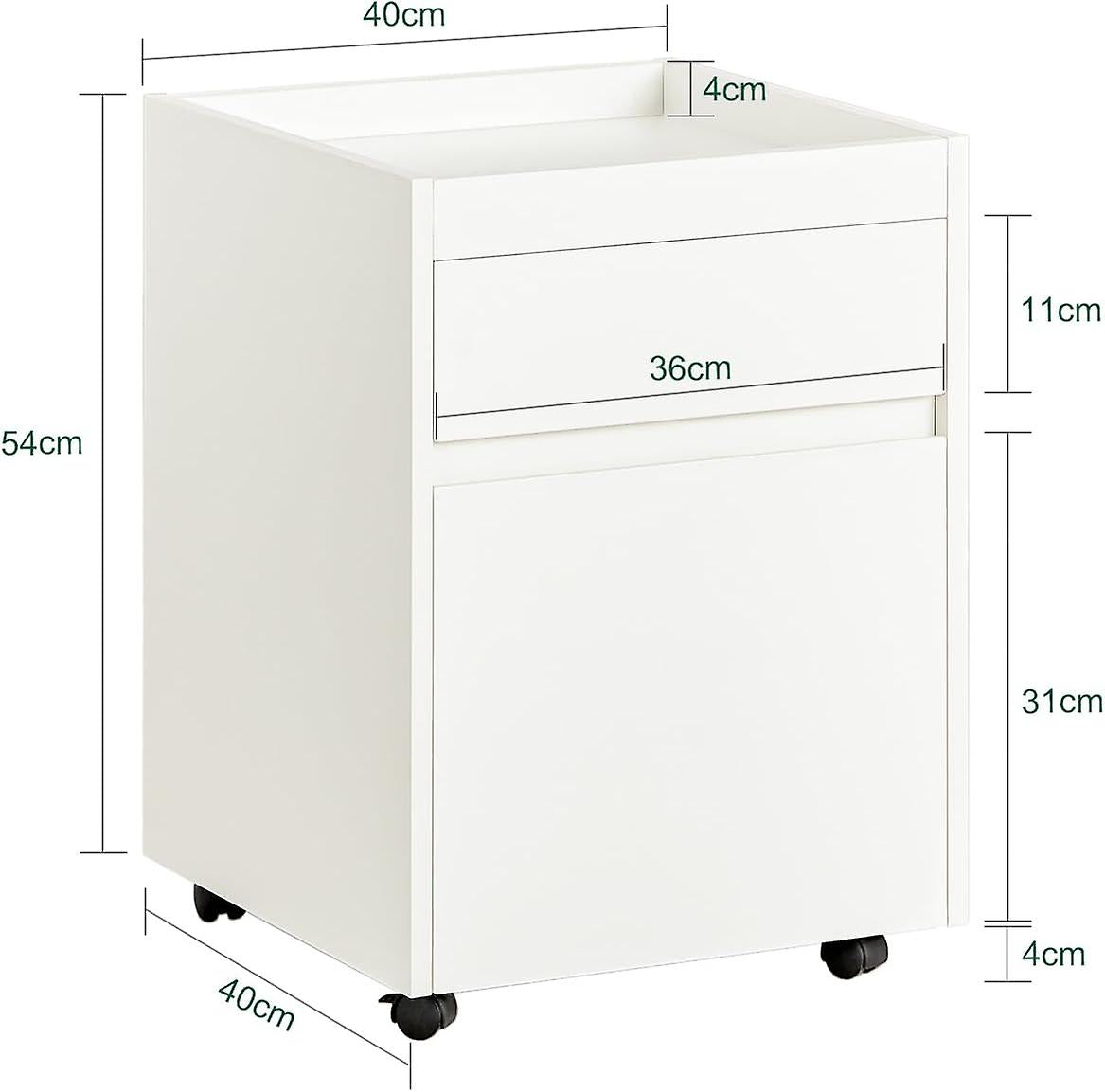 SoBuy Table d'appoint sur roulettes - Max 25KG - Blanc - 40 x 40 x 54 cm