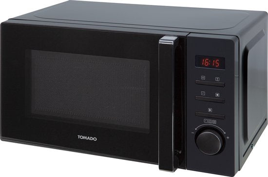 Tomado TMS2002B - Four à micro-ondes solo - 20 litres - Avec écran - 5 modes de cuisson - Eclairage intérieur - Noir mat