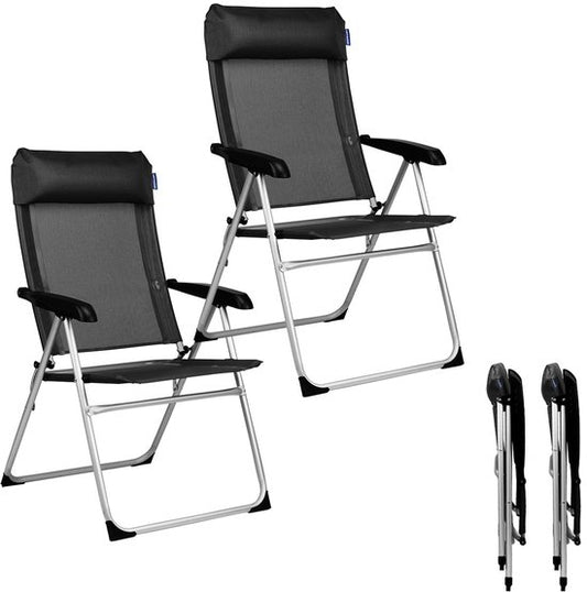 TRVLMORE Chaises de camping - pliables - 2-Pack - capacité de charge de 110KG - réglables - chaise pliante - chaise de pêche - chaise de camping - chaise pliante - noir