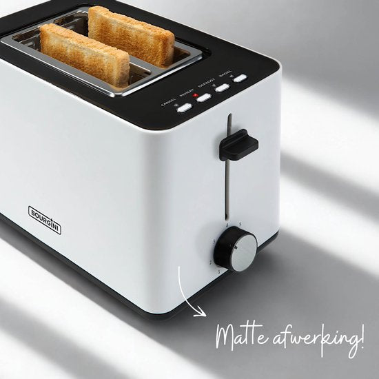 Grille-pain Bourgini Tosti avec fonction bagel - Grille-pain avec pinces à sandwich - Finition blanche mate - Fente extra-large pouvant accueillir 2 sandwichs
