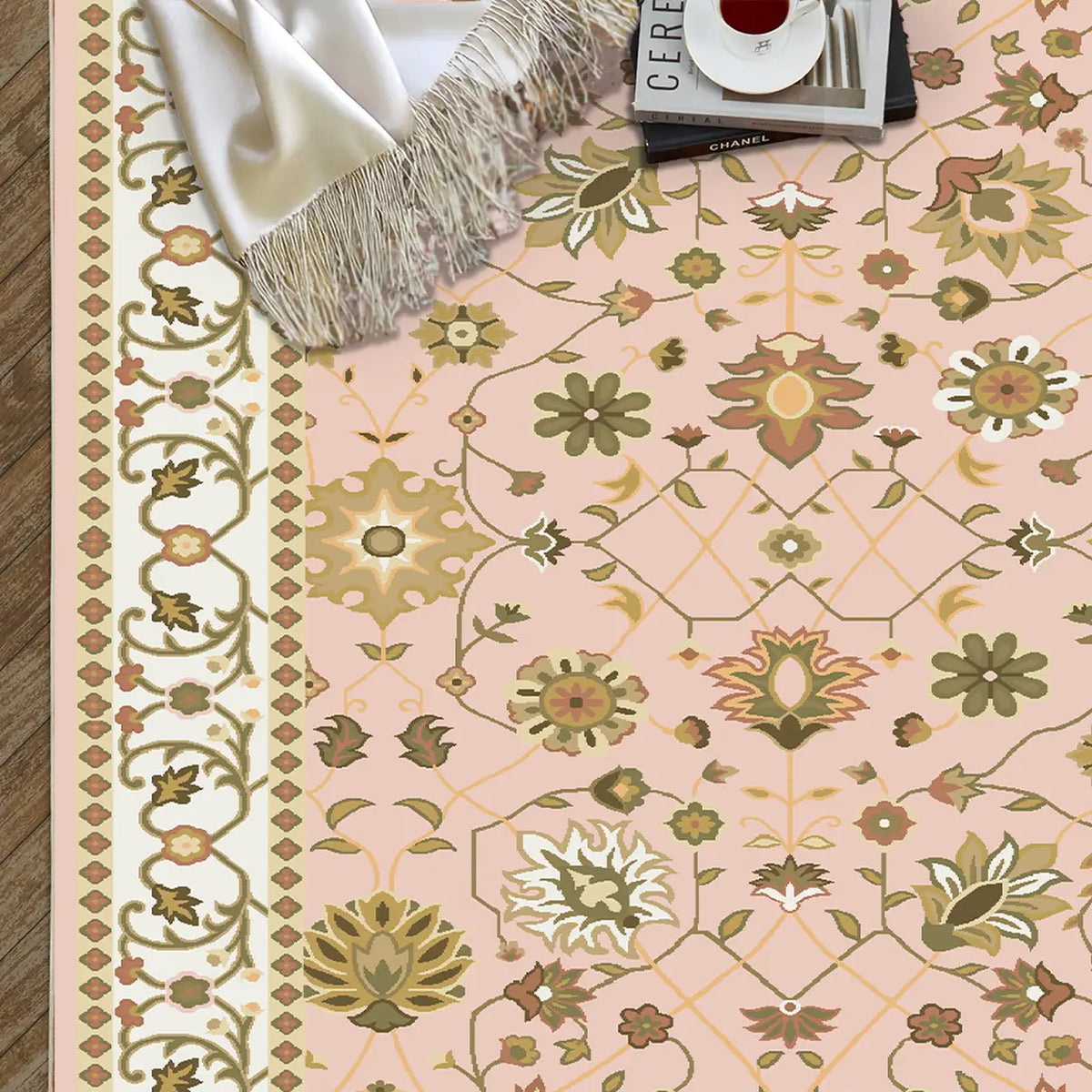 Tapis WhereHike - Multicolore - Motif floral vintage - Lavable - Antidérapant - Polyester - 183 x 274 cm