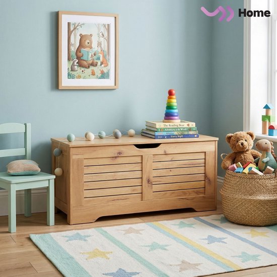 VDD - Coffre de rangement - Coffre à jouets - Coffre à couvertures - 100 cm de large - Aspect chêne