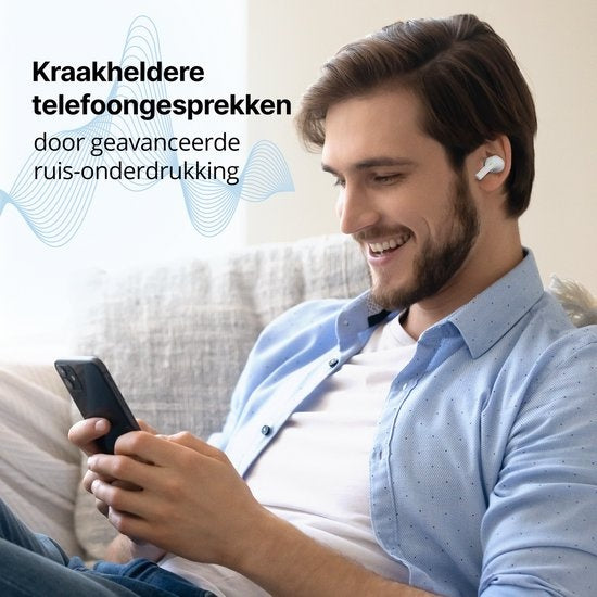 Ecouteurs sans fils Unitone - Ecouteurs Bluetooth - Earpods - Convient à Apple et Android - Blanc