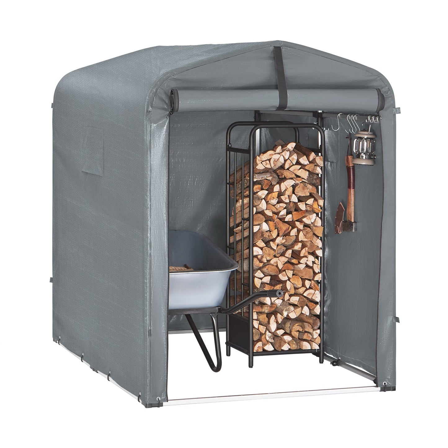 sobuy Abri de jardin extérieur - abri motorisé étanche avec crochets - abri vélo et rangement outils - gris - 120 × 176 × 163 cm