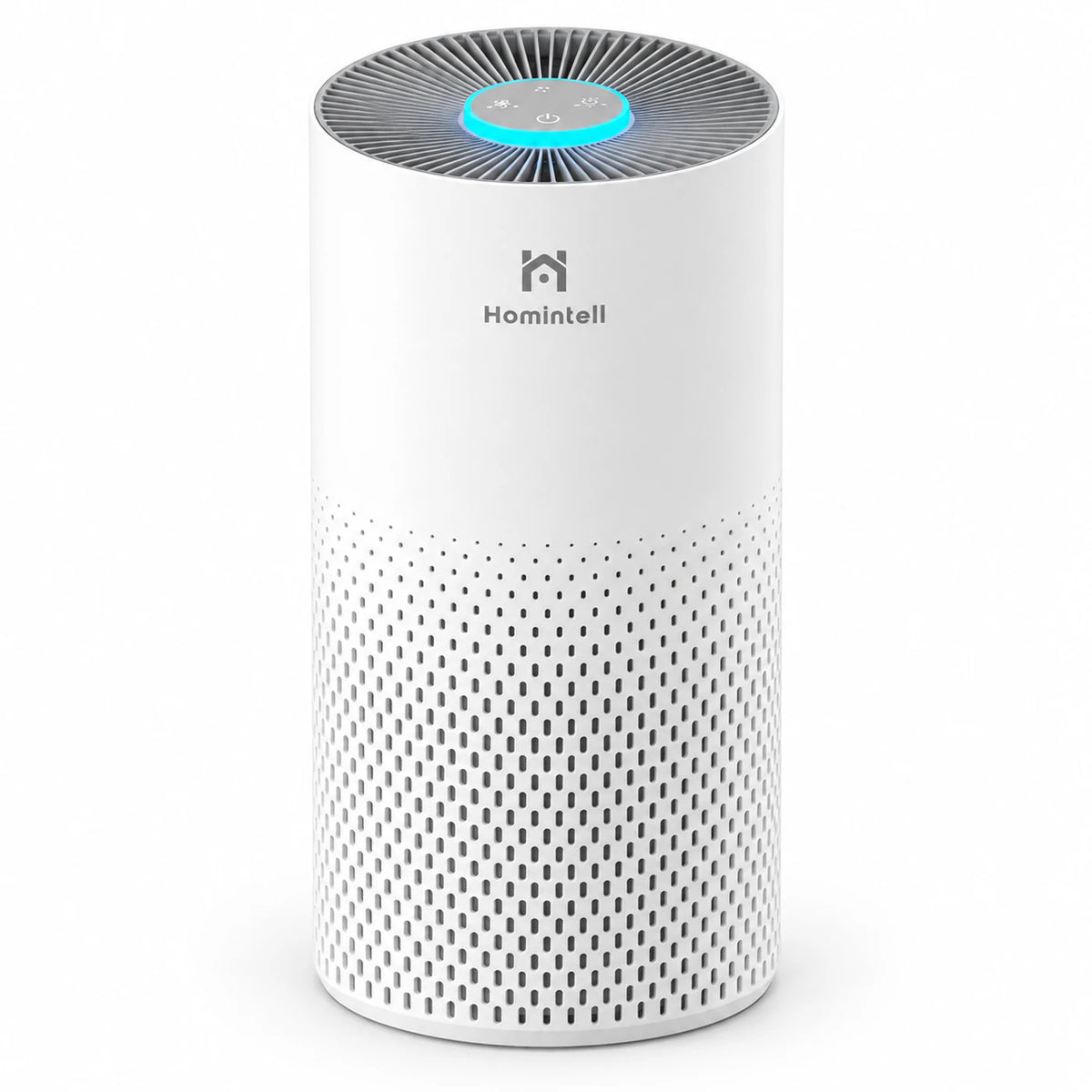 Purificateur d'air Homintell Kilo - HEPA H11 et charbon actif - 130 m³/h - 16 m² - 3 vitesses - Capteur PM2,5 - Commande tactile - 195 × 195 × 388 mm
