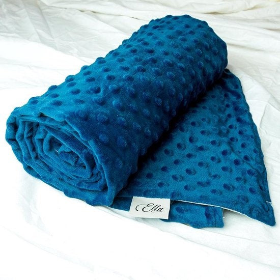 Housse pour la couverture d'aggravation d'Ella | Pour la variante de 2,4kg 90x120cm | Coton bio et tissu minky | Bleu et gris