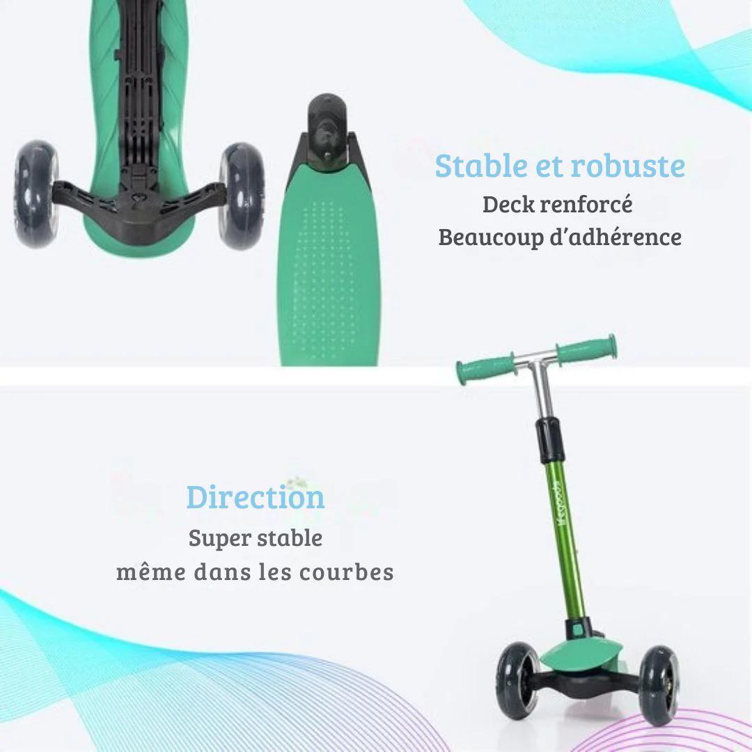 Trottinette enfants - LifeGoods -  2-5 ans - 3 roues LED lumineuses - Hauteur réglable  - Vert