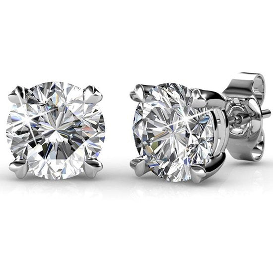 Yolora Boucles d'oreilles pour femmes - Cristaux ronds Kalpa Camaka - Argent - Plaqué or blanc 18K - Boucles d'oreilles pour femmes Argent - Boucles d'oreilles - Bijoux - Boîte cadeau de luxe - Boîte cadeau - Bel emballage cadeau - Cadeau de fête des mère