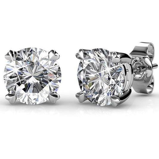 Yolora Boucles d'oreilles pour femmes - Cristaux ronds Kalpa Camaka - Argent - Plaqué or blanc 18K - Boucles d'oreilles pour femmes Argent - Boucles d'oreilles - Bijoux - Boîte cadeau de luxe - Boîte cadeau - Bel emballage cadeau - Cadeau de fête des mère