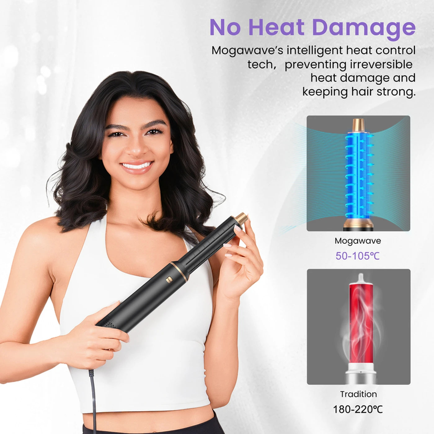 Appareil de coiffure 5-en-1 Atopskins – Sèche-cheveux, fer à friser, brosse lissante et brosse chauffante