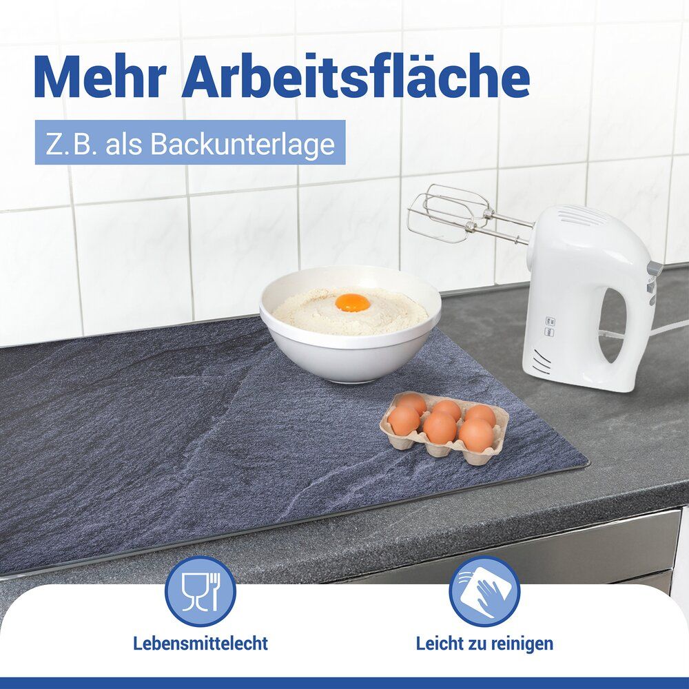 WENKO Tapis de protection pour plaque de cuisson, aspect ardoise - 60 x 52 cm - PVC résistant à la chaleur