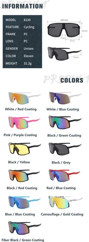 Garpex® Lunettes de cyclisme - Lunettes de sport - Lunettes de soleil polaroïd - Lunettes de soleil - Vélo de route - Vélo de montagne - Moto - Monture noire - Verre vert