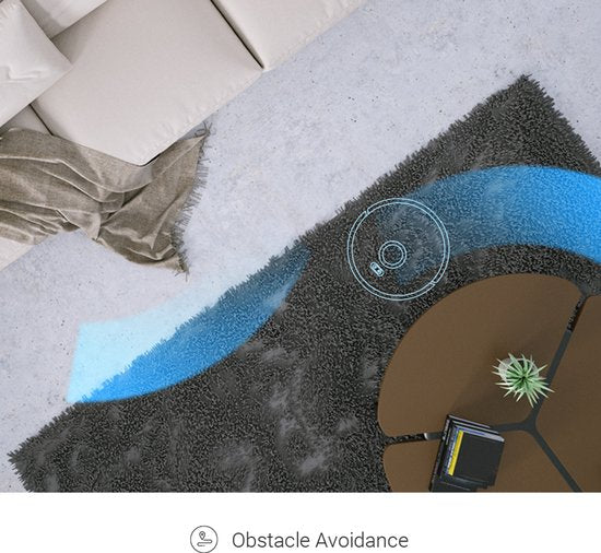 EZVIZ RE4 Plus - Robot aspirateur avec fonction de lavage, puissance d'aspiration de 4 000 Pa, station de vidage automatique, navigation et évitement d'obstacles - Compatible avec Google Assistant et Alexa - Noir