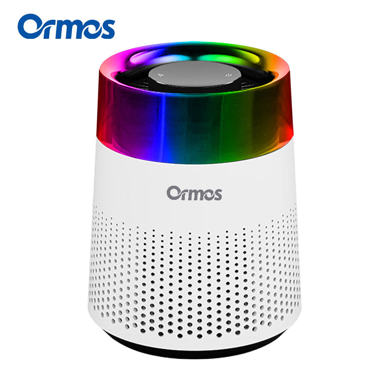 Purificateur d'air Ormos avec filtre HEPA H13 - Triple filtration et ions négatifs - Silencieux, moins de 36 dB - Éclairage d'ambiance en 7 couleurs