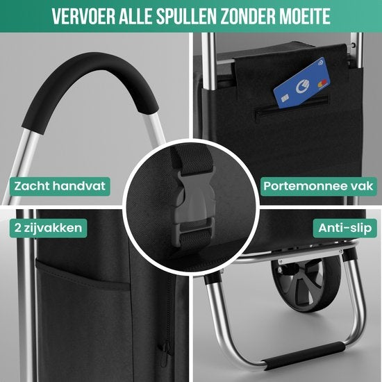 Avalo Chariot de courses avec compartiment réfrigérant - Pliable - Sac de courses amovible - Chariot de courses