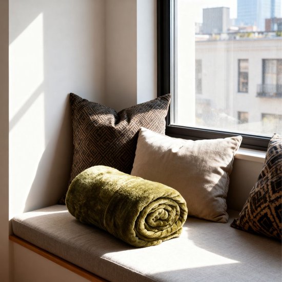Couverture polaire Arti Casa 150 x 200 cm - Couverture à poser sur le canapé, le lit ou à l'extérieur - Décoration d'intérieur pour le salon et la chambre - Matière ultra-douce - Vert