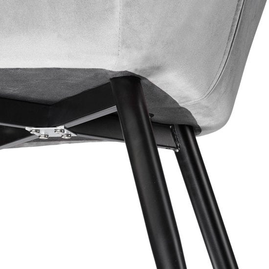 tectake® - Chaise - chaise de salle à manger - Marilyn aspect velours noir/gris - 403659