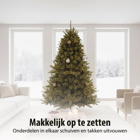 Sapin de Noël Triumph Tree Forest Frosted H 155 cm - Décoration de Noël d'intérieur avec des aiguilles givrées - Sapin artificiel rond avec structure emboîtable et système de fixation par clic - Ø 119 cm - Vert