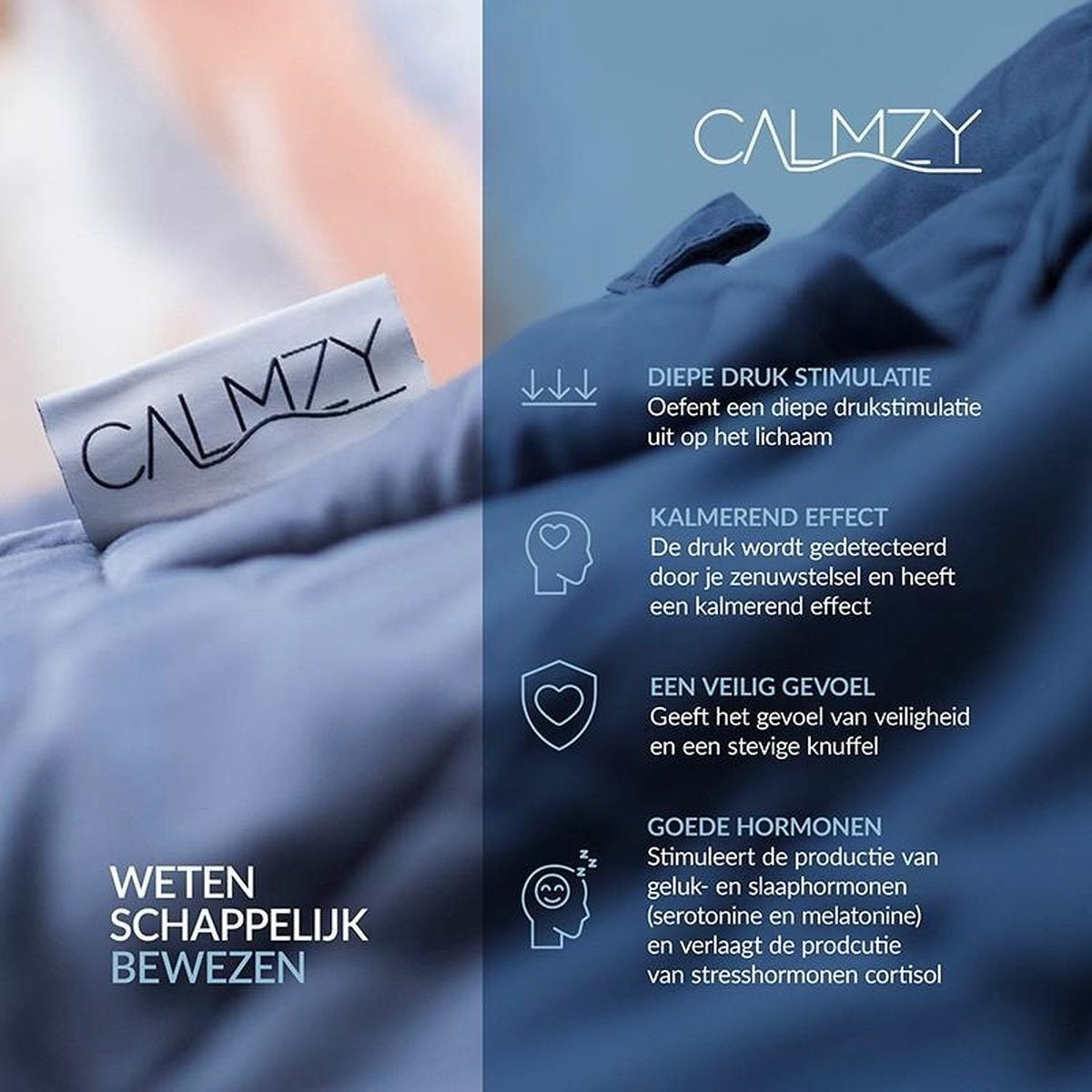 Calmzy verzwaringsdeken 7 KG - Verzwaarde deken - 150 x 200 cm - Donkergrijs