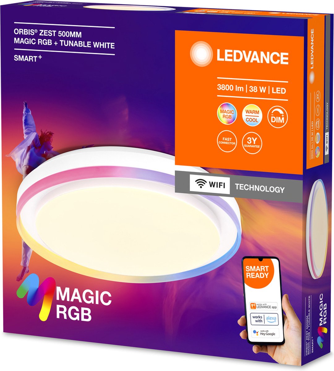 Ledvance Smart+ Orbis Zest plafonnier wifi - Ø 50 cm - blanc - RGB & tunable white