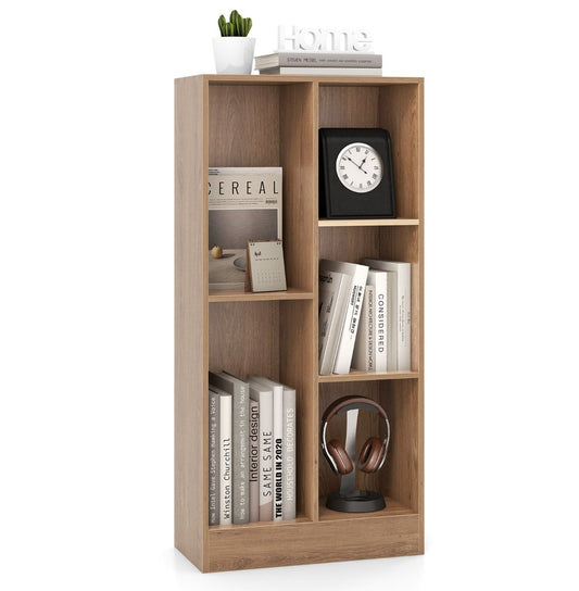 Coast - Bibliothèque à 5 compartiments - Rayonnage à cube vertical, protection contre le basculement, capacité de 90 kg - 50 x 24 x 104 cm - Bois/MDF - Bois naturel