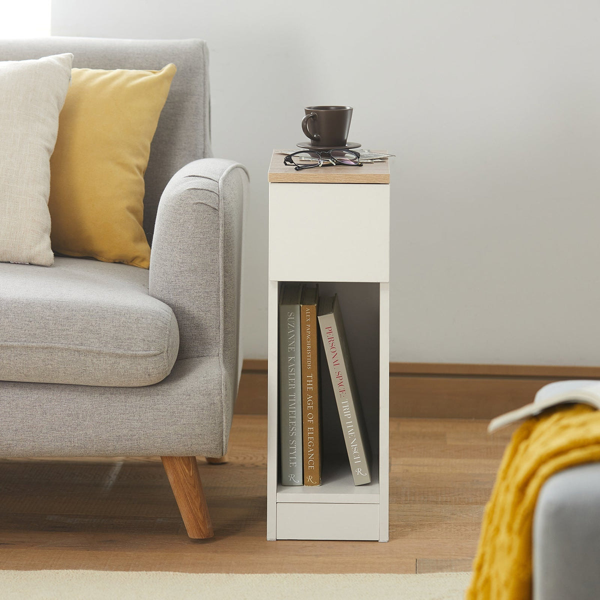 Tables de chevet SoBuy, Buffets, 1 tiroir coulissant, 20 x 35 x 60 cm, Blanc