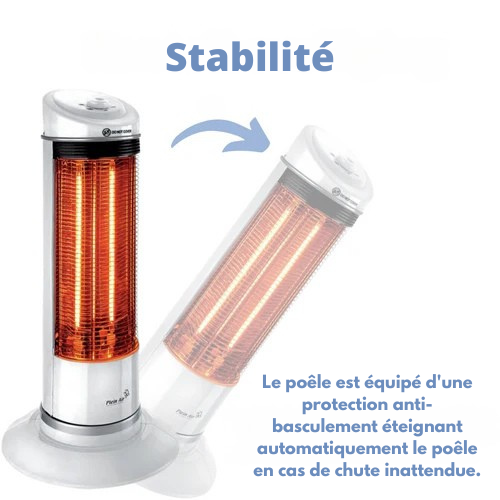 Chauffage halogène infrarouge - Plein air - 25 m2 - 1200W - H79cm - Blanc