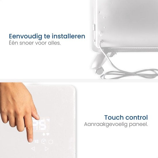 Chauffage électrique Gologi - Convecteur avec thermostat - Fonctionne par App et commandes tactiles - Jusqu'à 25m2 - 2000W Heater - Blanc