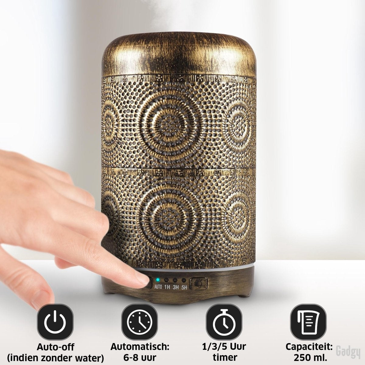 Gadgy Aroma Diffuser - Humidificateur Chambre Bébé Chambre à coucher - Diffuseur de parfum - avec éclairage LED - Diffuseurs d'arômes - 250 ml