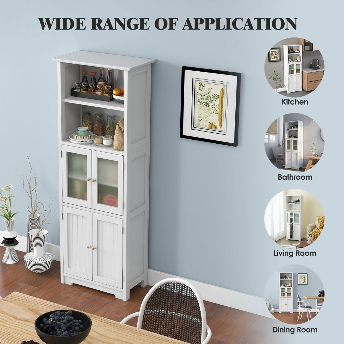Coast Armoire de toilette - MDF avec verre - 60 x 30 x 163 cm - Blanc