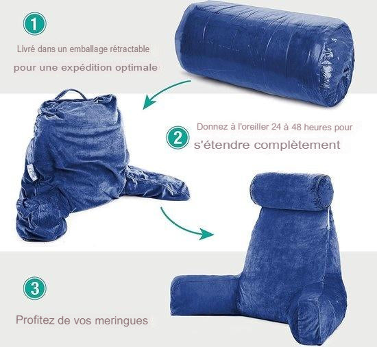 Coussin de lecture avec coussin pour la nuque - Ella® - Velours bleu marine