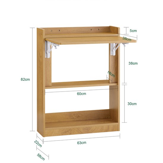SoBuy FWT92-N Bureau pliable - Bois composite, 63x82x20cm