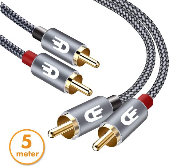 Drivv. Premium Tulip Stereo Audio Cable - 2RCA to 2RCA - Tulip Cable - 5m