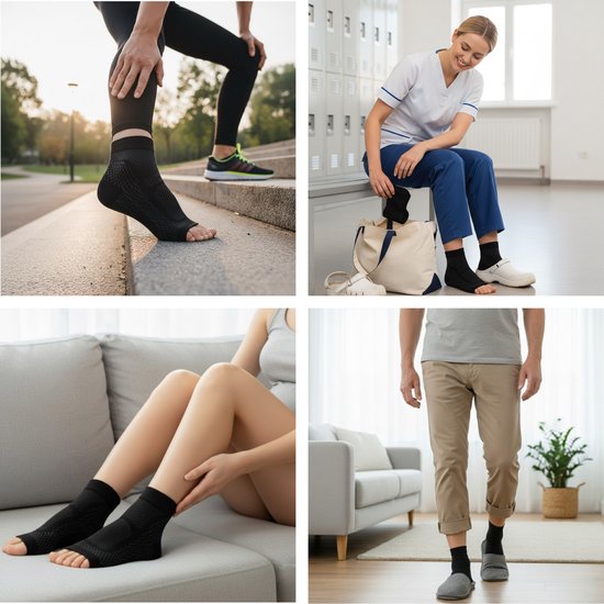 Chaussettes de compression Alyze - 2 paires - Pointure 39-42 - Noir - Pour femmes et hommes - Bas - Lit - Sommeil - Sport - Chaussettes - Course à pied
