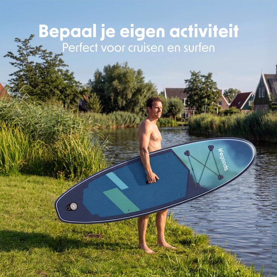 Planche de SUP LifeGoods Allround Compact - avec siège - capacité de charge de 100 kg - 300 x 76 cm - gonflable - kit SUP complet - bleu/vert