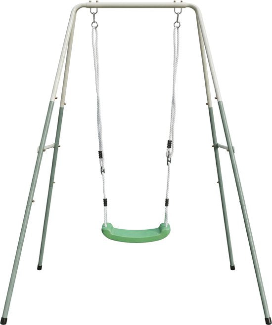 Balançoire 2-en-1 AXI en métaux, couleur verte/crème – Balançoire évolutive - Ensemble de balançoire autonome avec siège en plastique et siège pour bébé - Ensemble de balançoire pour enfants