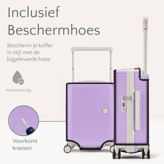 Skycases City Walker - Ensemble de valises 3 pièces | Léger et durable | 20, 24 et 28 pouces | Roues pivotantes à 360° | Verrouillage TSA | Housses de protection incluses - Violet
