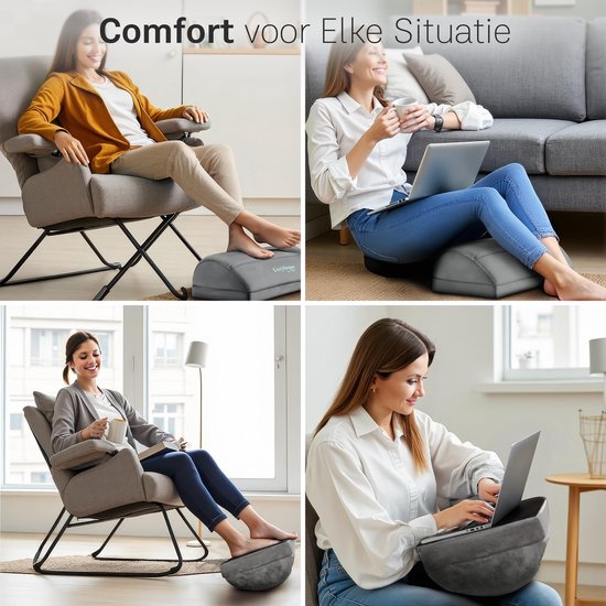 CozySense® Footrest Desk - Tabouret ergonomique à 2 hauteurs - Antidérapant et housse Sherpa lavable - Repose-pieds pour la maison et le bureau - Gris